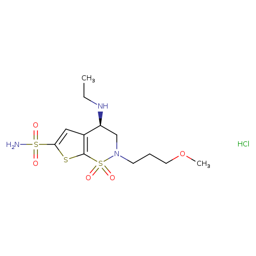 COCCCN1C[C@H](NCC)c2c(S1(=O)=O)sc(c2)S(=O)(=O)N.Cl