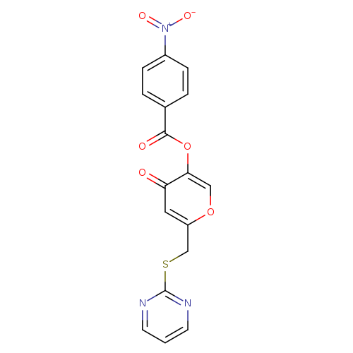 O=C(c1ccc(cc1)[N+](=O)[O-])Oc1coc(cc1=O)CSc1ncccn1