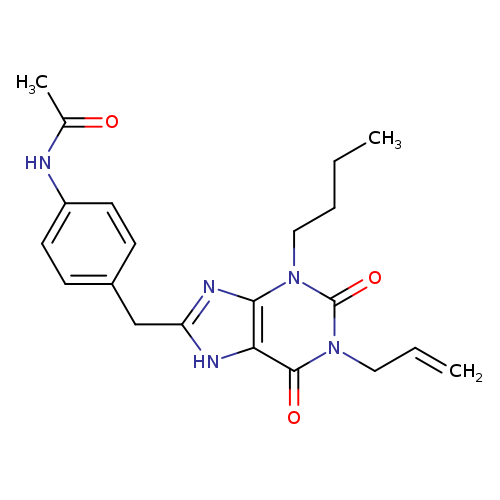CCCCn1c2nc([nH]c2c(=O)n(c1=O)CC=C)Cc1ccc(cc1)NC(=O)C