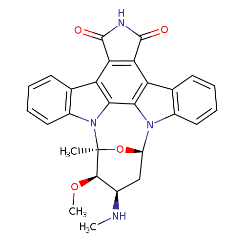 CN[C@@H]1C[C@H]2O[C@]([C@@H]1OC)(C)n1c3ccccc3c3c1c1n2c2ccccc2c1c1c3c(=O)[nH]c1=O