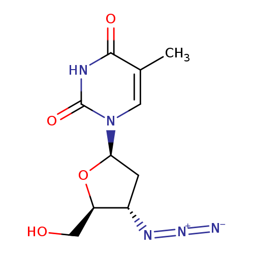 OC[C@H]1O[C@H](C[C@@H]1N=[N+]=[N-])n1cc(C)c(=O)[nH]c1=O