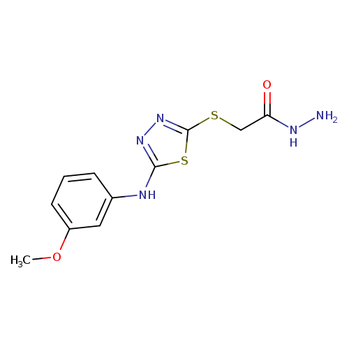 NNC(=O)CSc1nnc(s1)Nc1cccc(c1)OC
