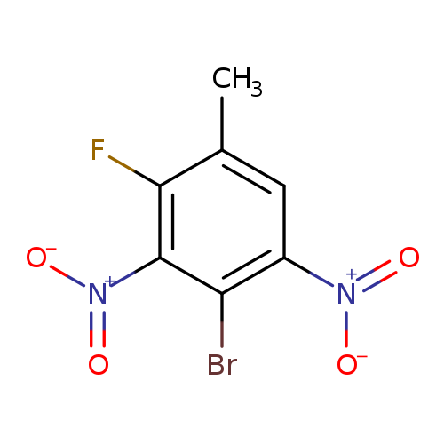 [O-][N+](=O)c1cc(C)c(c(c1Br)[N+](=O)[O-])F