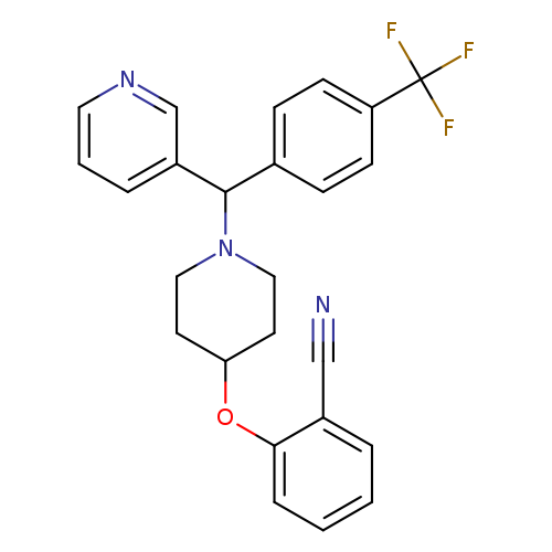 N#Cc1ccccc1OC1CCN(CC1)C(c1ccc(cc1)C(F)(F)F)c1cccnc1