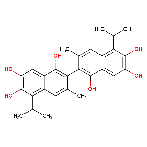 Cc1cc2c(C(C)C)c(O)c(cc2c(c1c1c(C)cc2c(c1O)cc(c(c2C(C)C)O)O)O)O