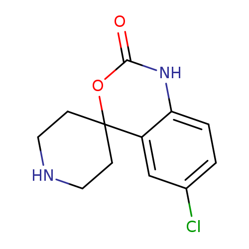 O=C1OC2(CCNCC2)c2c(N1)ccc(c2)Cl