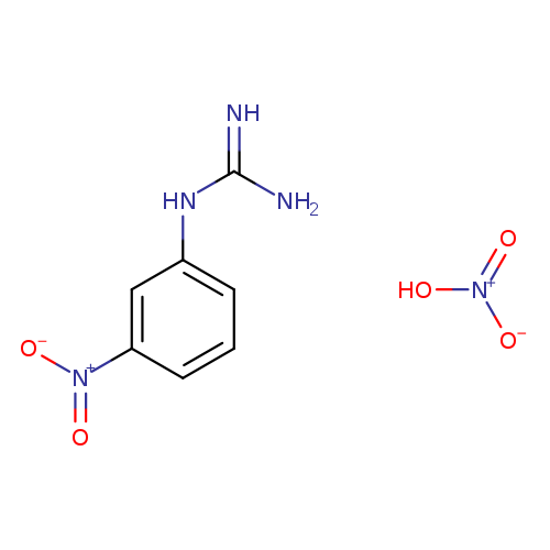NC(=N)Nc1cccc(c1)[N+](=O)[O-].[O-][N+](=O)O