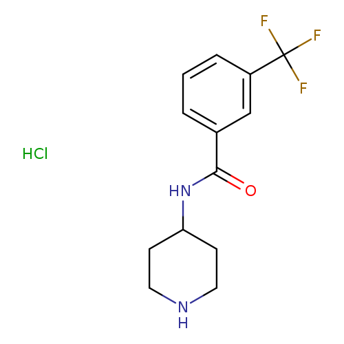 O=C(c1cccc(c1)C(F)(F)F)NC1CCNCC1.Cl