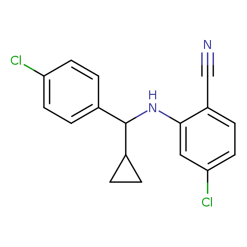 N#Cc1ccc(cc1NC(c1ccc(cc1)Cl)C1CC1)Cl