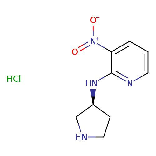 [O-][N+](=O)c1cccnc1N[C@@H]1CNCC1.Cl