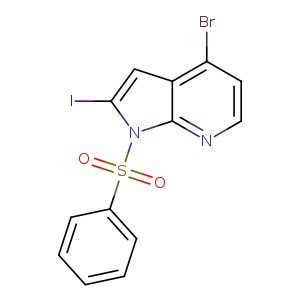 Brc1ccnc2c1cc(n2S(=O)(=O)c1ccccc1)I