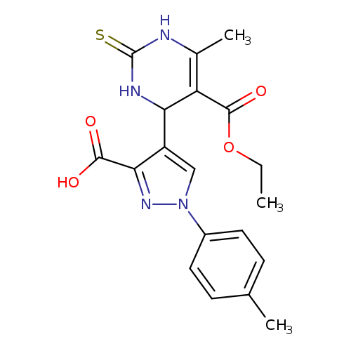 CCOC(=O)C1=C(C)NC(=S)NC1c1cn(nc1C(=O)O)c1ccc(cc1)C