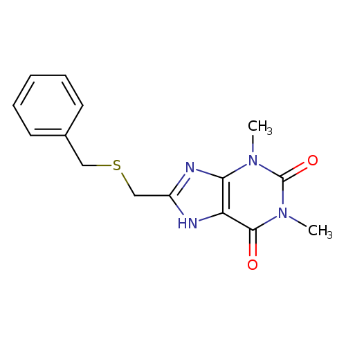 Cn1c2nc([nH]c2c(=O)n(c1=O)C)CSCc1ccccc1