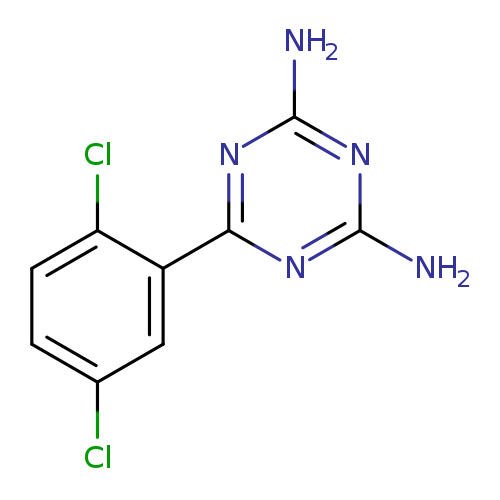 Clc1ccc(c(c1)c1nc(N)nc(n1)N)Cl