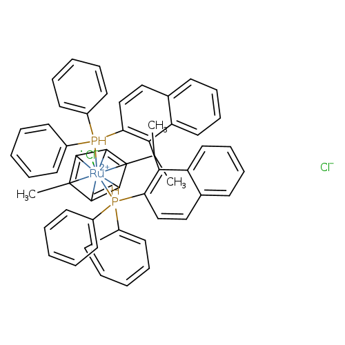 CC([C]12=C3[Ru+2]45672(C1=C5[C]7(=C34)C)([Cl-])P(c1ccccc1)(c1ccccc1)c1ccc2c(c1c1c(P6(c3ccccc3)c3ccccc3)ccc3c1cccc3)cccc2)C.[Cl-]