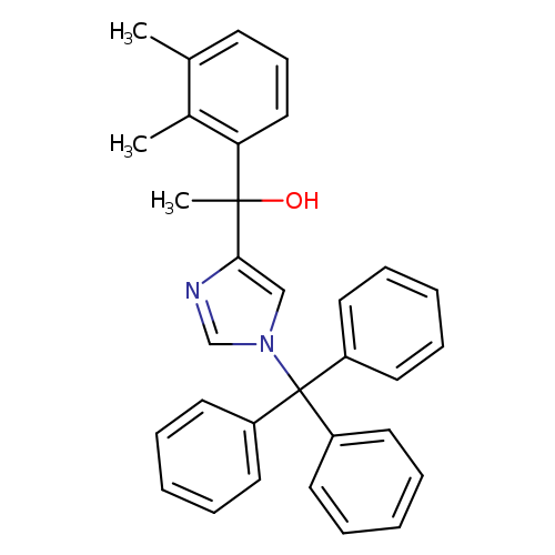 Cc1c(C)cccc1C(c1ncn(c1)C(c1ccccc1)(c1ccccc1)c1ccccc1)(O)C