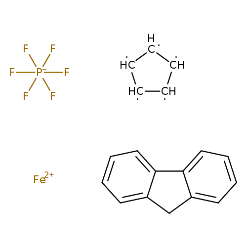 c1ccc2c(c1)Cc1c2cccc1.[CH]1[CH][CH][CH][CH]1.F[P-](F)(F)(F)(F)F.[Fe+2]