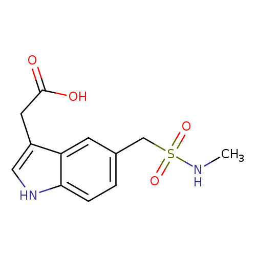 CNS(=O)(=O)Cc1ccc2c(c1)c(CC(=O)O)c[nH]2
