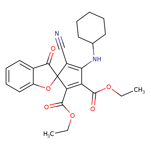CCOC(=O)C1=C(C(=O)OCC)C2(C(=C1NC1CCCCC1)C#N)Oc1c(C2=O)cccc1