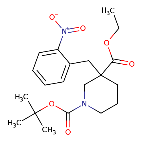 CCOC(=O)C1(CCCN(C1)C(=O)OC(C)(C)C)Cc1ccccc1[N+](=O)[O-]