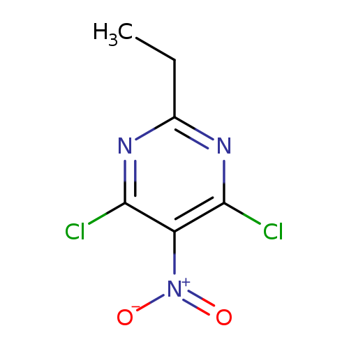 CCc1nc(Cl)c(c(n1)Cl)[N+](=O)[O-]