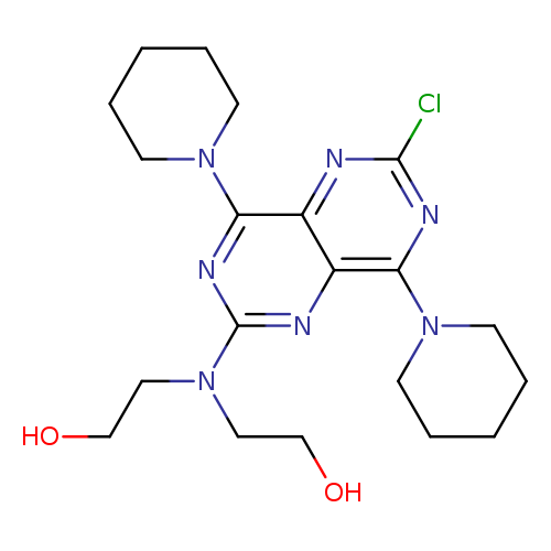 OCCN(c1nc(N2CCCCC2)c2c(n1)c(nc(n2)Cl)N1CCCCC1)CCO