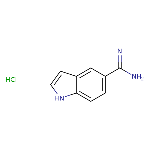 NC(=N)c1ccc2c(c1)cc[nH]2.Cl