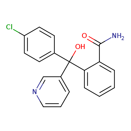 Clc1ccc(cc1)C(c1ccccc1C(=O)N)(c1cccnc1)O