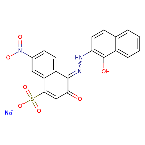 O=C1C=C(c2c(C1=NNc1ccc3c(c1O)cccc3)ccc(c2)[N+](=O)[O-])S(=O)(=O)[O-].[Na+]