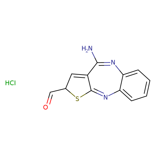 O=CC1SC2=Nc3ccccc3N=C(C2=C1)N.Cl