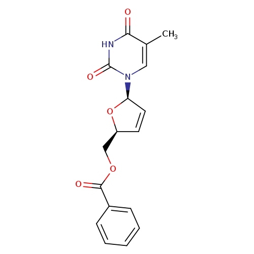 O=C(c1ccccc1)OC[C@@H]1C=C[C@@H](O1)n1cc(C)c(=O)[nH]c1=O