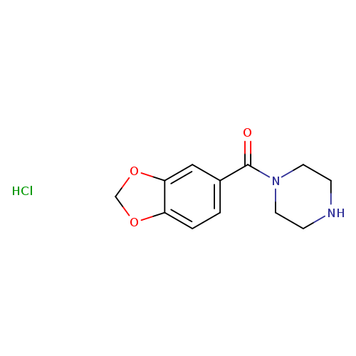 O=C(c1ccc2c(c1)OCO2)N1CCNCC1.Cl
