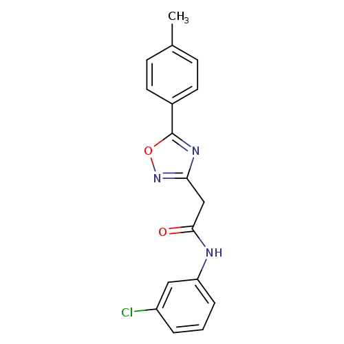 O=C(Cc1noc(n1)c1ccc(cc1)C)Nc1cccc(c1)Cl