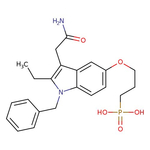 CCc1c(CC(=O)N)c2c(n1Cc1ccccc1)ccc(c2)OCCCP(=O)(O)O