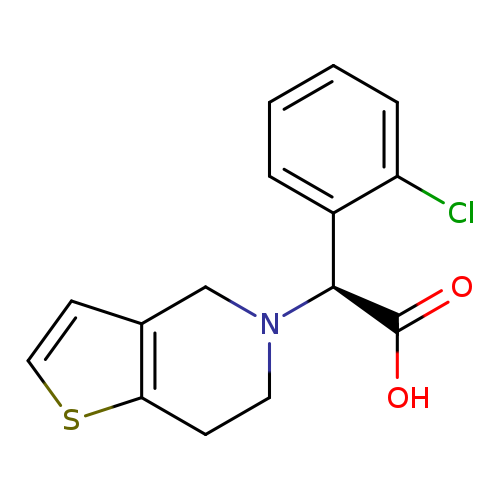 OC(=O)[C@H](c1ccccc1Cl)N1CCc2c(C1)ccs2