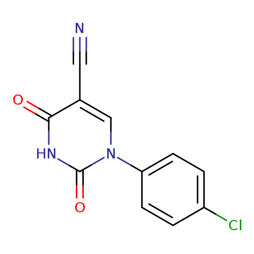N#Cc1cn(c2ccc(cc2)Cl)c(=O)[nH]c1=O