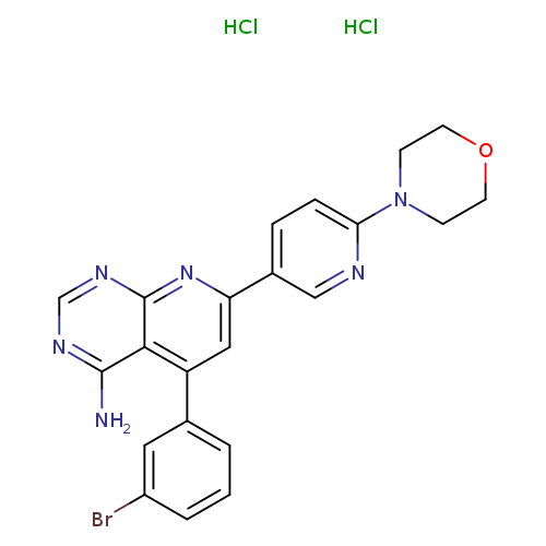 Brc1cccc(c1)c1cc(nc2c1c(N)ncn2)c1ccc(nc1)N1CCOCC1.Cl.Cl