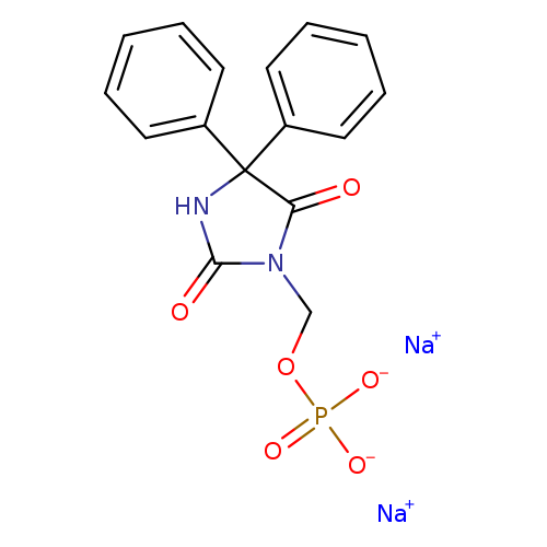 O=C1N(COP(=O)([O-])[O-])C(=O)NC1(c1ccccc1)c1ccccc1.[Na+].[Na+]