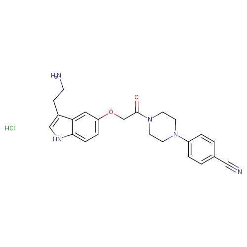 NCCc1c[nH]c2c1cc(OCC(=O)N1CCN(CC1)c1ccc(cc1)C#N)cc2.Cl