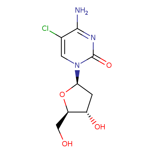 OC[C@H]1O[C@H](C[C@@H]1O)n1cc(Cl)c(nc1=O)N