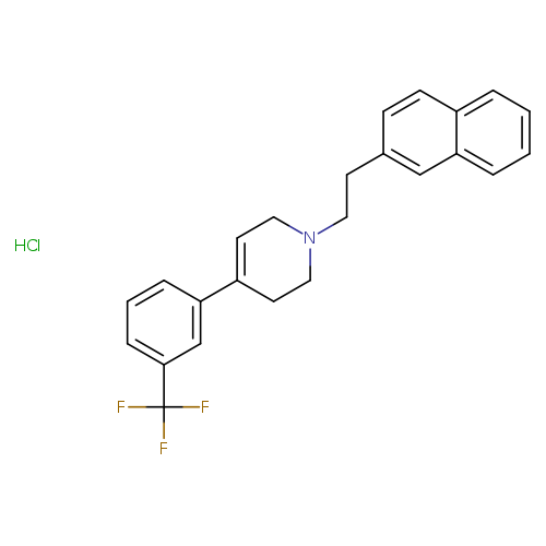 FC(c1cccc(c1)C1=CCN(CC1)CCc1ccc2c(c1)cccc2)(F)F.Cl