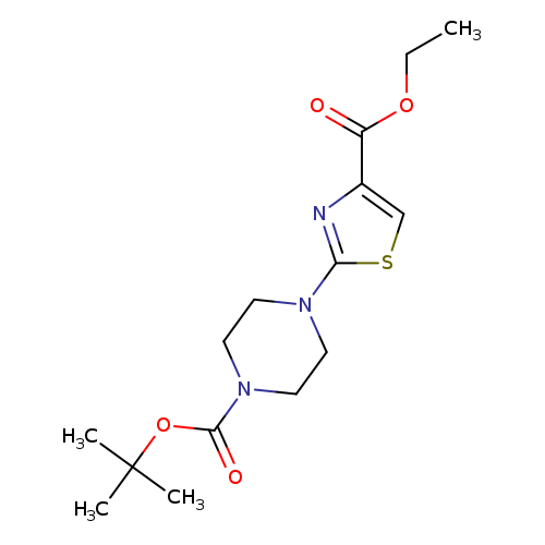 CCOC(=O)c1csc(n1)N1CCN(CC1)C(=O)OC(C)(C)C