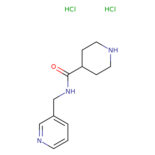 O=C(C1CCNCC1)NCc1cccnc1.Cl.Cl