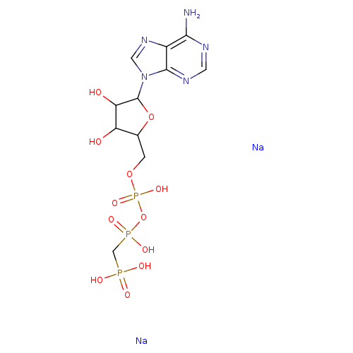 OC1C(COP(=O)(OP(=O)(CP(=O)(O)O)O)O)OC(C1O)n1cnc2c1ncnc2N.[Na].[Na]
