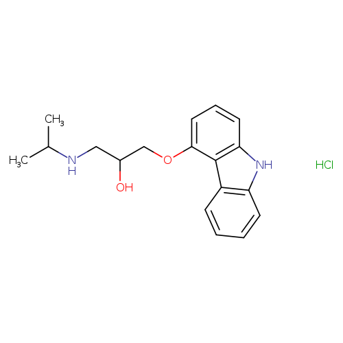 OC(COc1cccc2c1c1ccccc1[nH]2)CNC(C)C.Cl