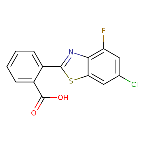 Clc1cc(F)c2c(c1)sc(n2)c1ccccc1C(=O)O