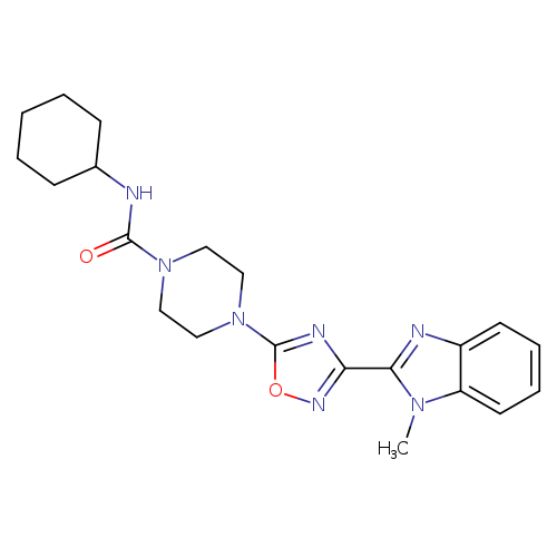 O=C(N1CCN(CC1)c1onc(n1)c1nc2c(n1C)cccc2)NC1CCCCC1