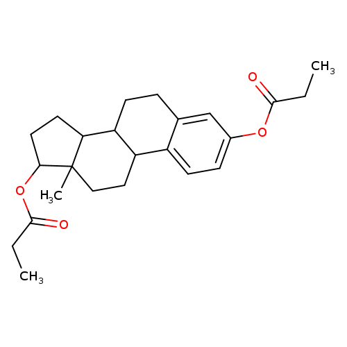 CCC(=O)Oc1ccc2c(c1)CCC1C2CCC2(C1CCC2OC(=O)CC)C