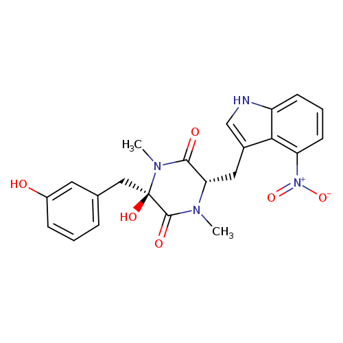 Oc1cccc(c1)C[C@]1(O)N(C)C(=O)[C@@H](N(C1=O)C)Cc1c[nH]c2c1c(ccc2)[N+](=O)[O-]