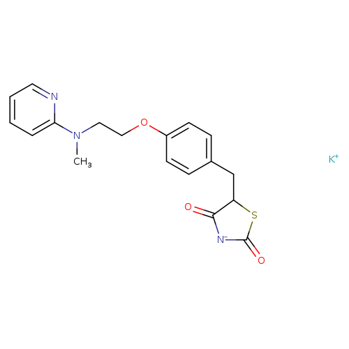 O=C1[N-]C(=O)C(S1)Cc1ccc(cc1)OCCN(c1ccccn1)C.[K+]
